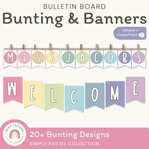 Bulletin Board Bunting | PASTELS | Editable