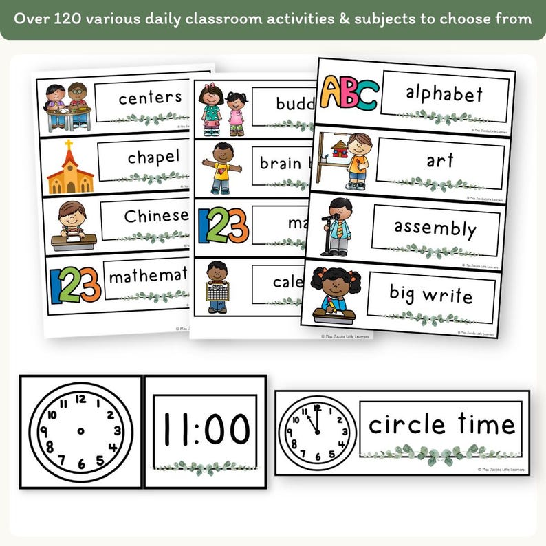 Visual Timetable Daily Schedule - Modern Botanical Classroom Decor - Miss Jacobs Little Learners