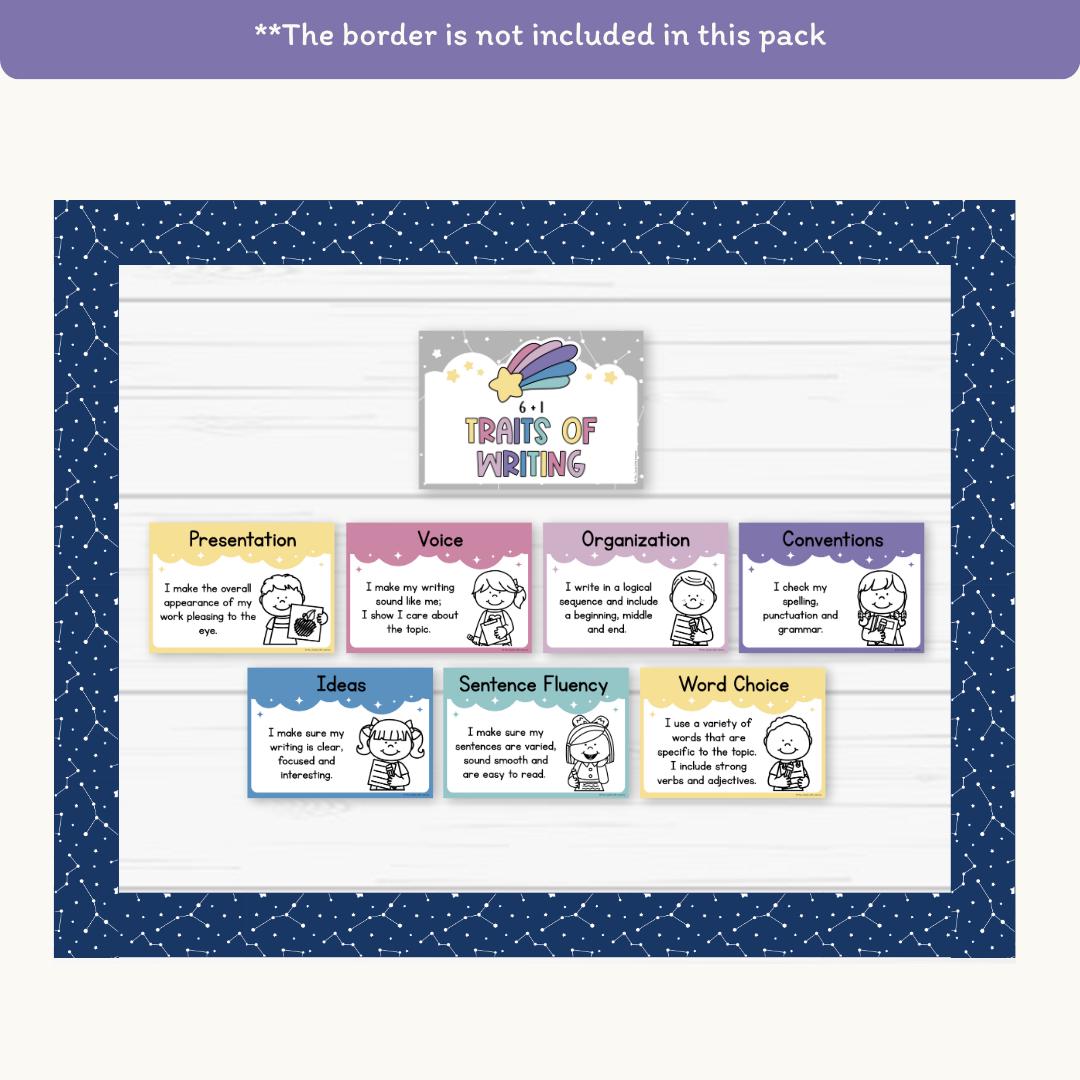 6 + 1 Traits of Writing Posters: Dreamy Space Pastel ELA Anchor Charts ...
