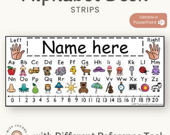 Alphabet Desk Strips with Number Line | Editable Student Name Tags
