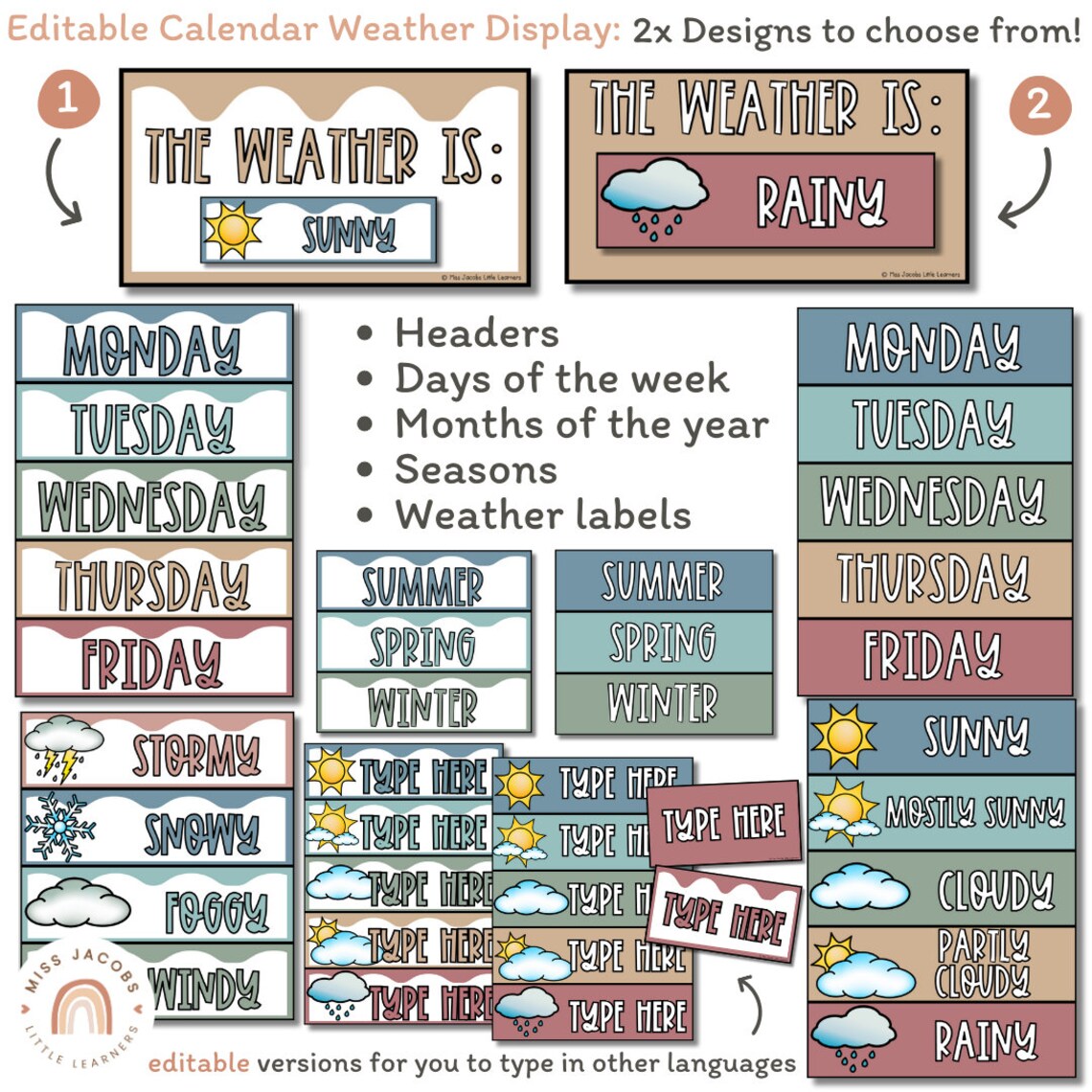 Classroom Calendar & Weather Pocket Chart Display | Cute Sea Life ...