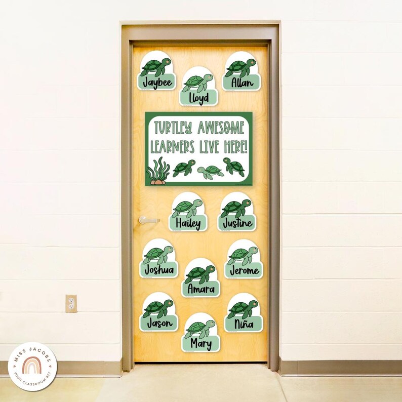 Turtle Display Classroom Turtle Door Display Set, Editable Welcome Door Signs + Student Name ...