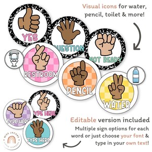 Cutesy Hand Signals Posters, Printable and Editable Classroom Decor ...