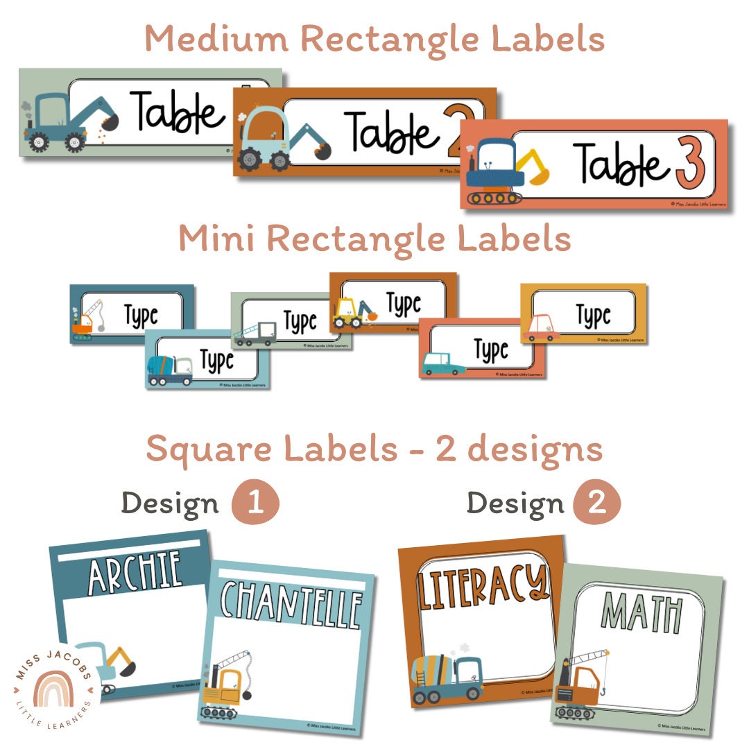 Cute Diggers and Transport Classroom Labels Bundle | Editable Student ...