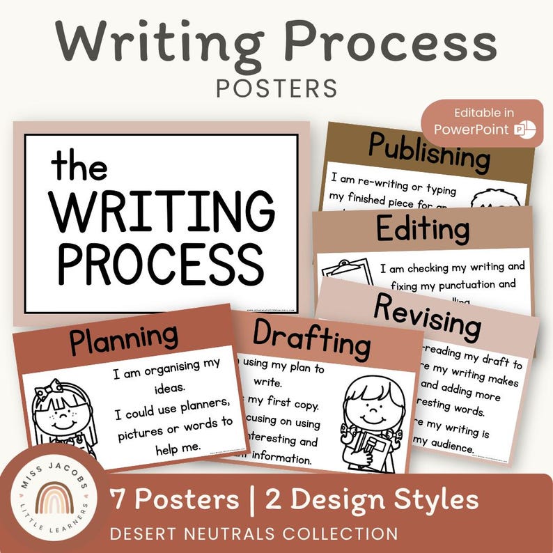 Writing Process Posters | BOHO VIBES | Desert Neutral Decor | Editable ...