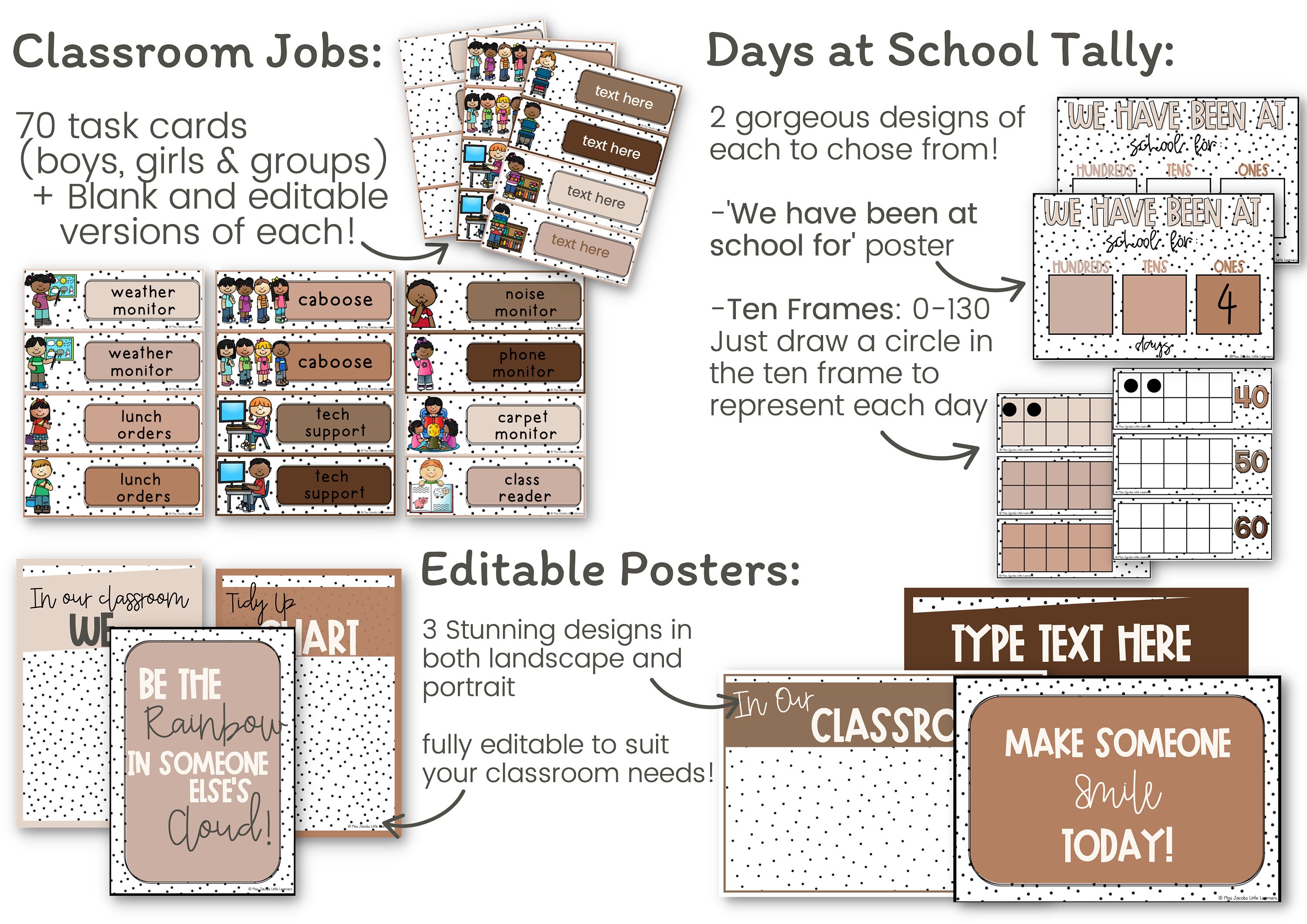 SPOTTY NEUTRALS Classroom Decor Bundle | B+W Neutrals | Ombré and ...