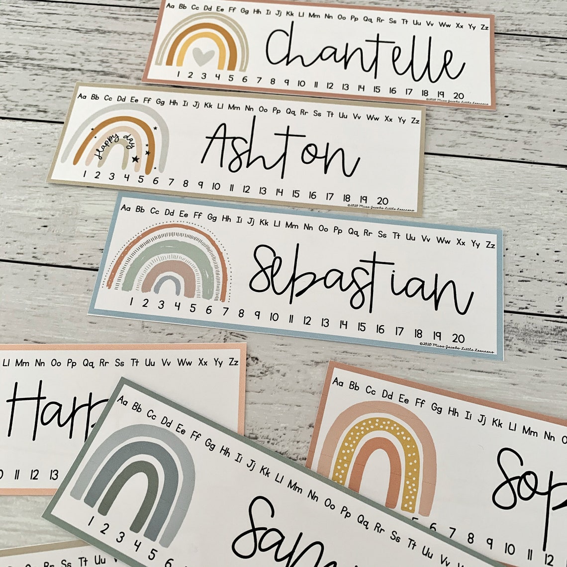 BOHO RAINBOW Classroom Labels & Student Desk Plates Editable Etsy