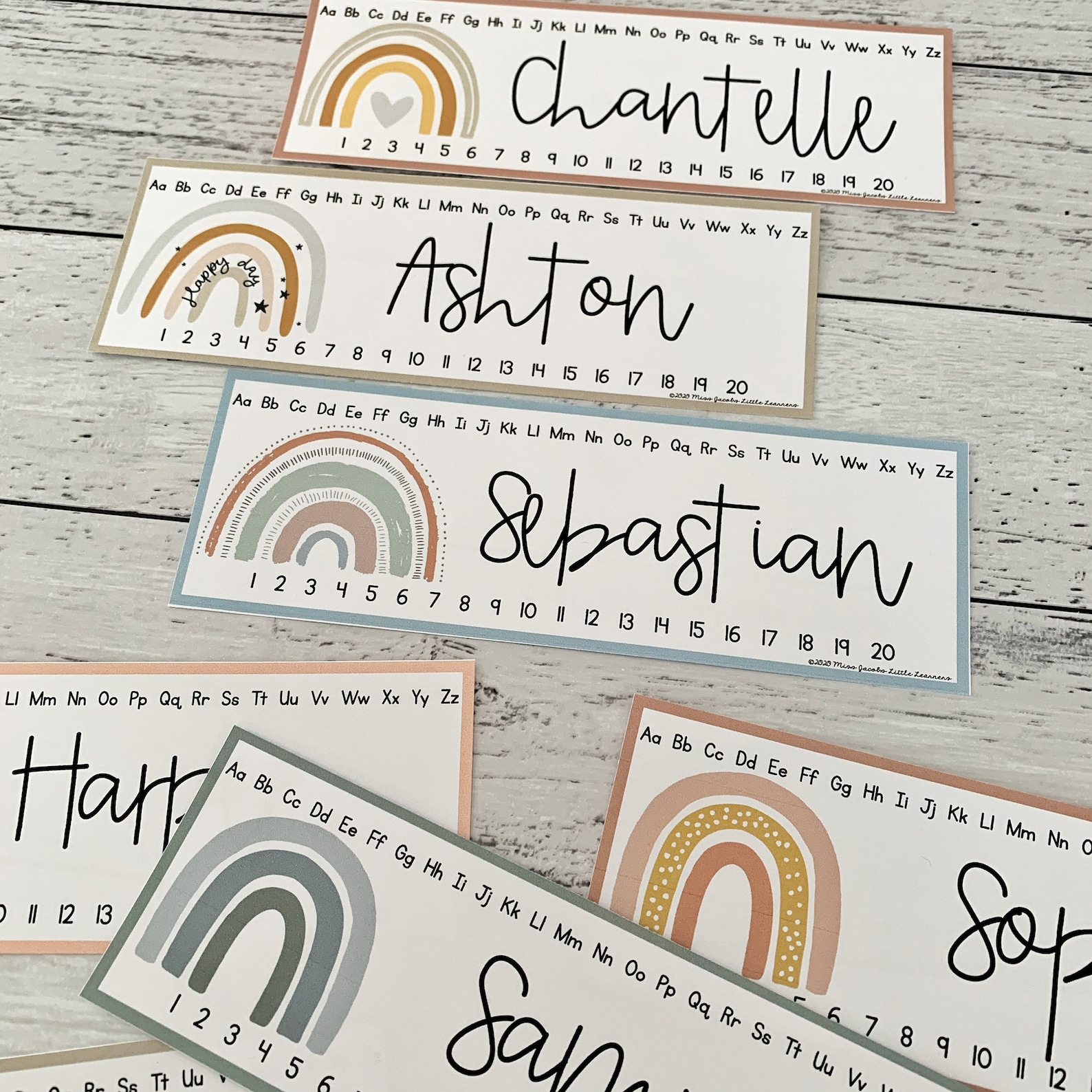 BOHO RAINBOW Classroom Labels & Student Desk Plates Editable Etsy