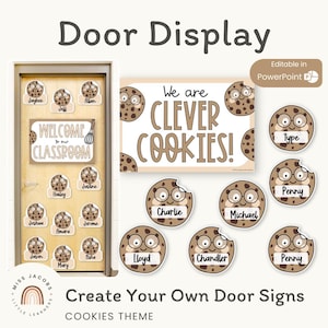 Cookie Door Display for Classroom, Editable and Printable Welcome Posters & Name Tags, Smart Cookie Theme, Bulletin Board Display Decor Set
