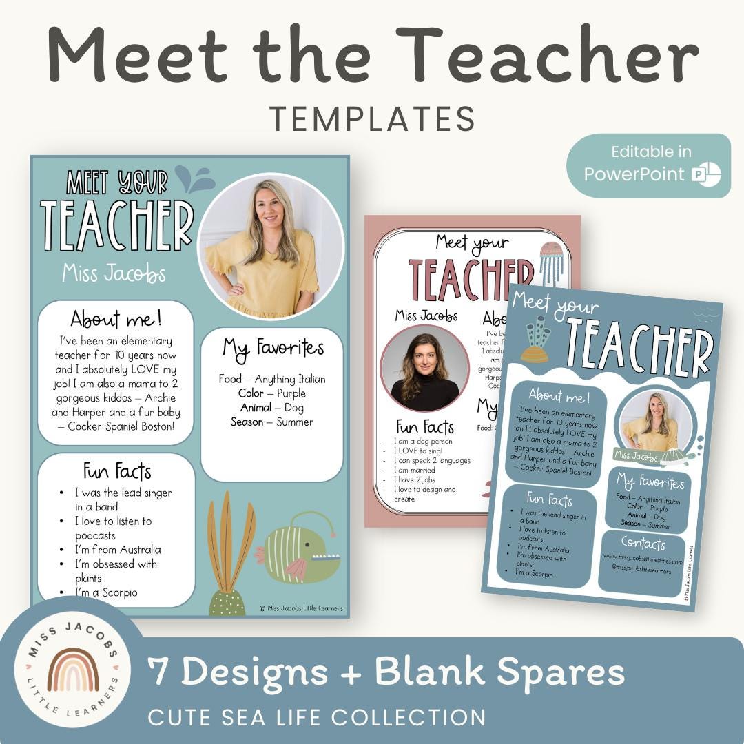 Meet the Teacher Templates | Cute Sea Life Classroom Decor | Editable ...