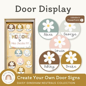 Daisy Tür Display oder Pinnwand | Daisy Gingham Klassenzimmer Dekor