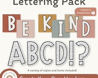 BOHO Classroom Display Headers | Editable Bulletin Board Lettering Pack | Desert Neutral & Messy Dots Classroom Decor