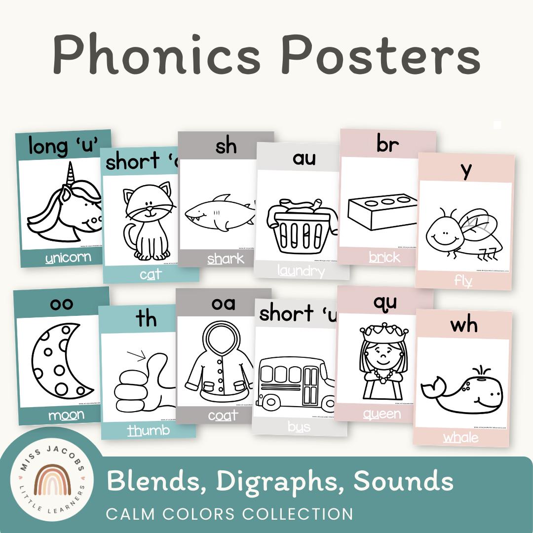 CALM COLORS Phonics Posters | English Posters | Modern Rainbow ...