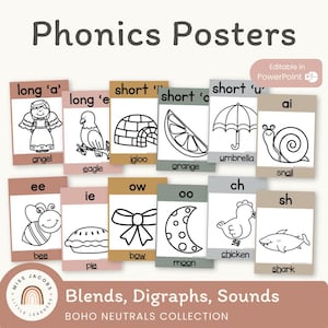 NEUTRAL Phonics Posters | Boho Color Palette | Neutral Classroom Decor