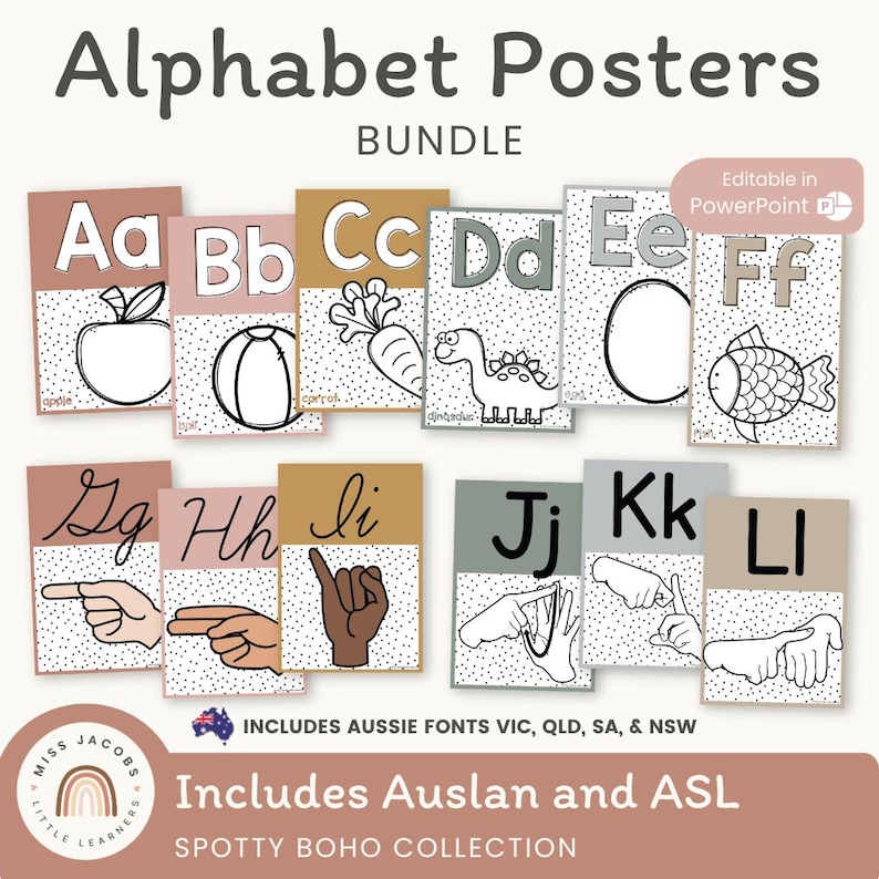 Alphabet Posters | SPOTTY BOHO Classroom Decor | Editable - Etsy Canada