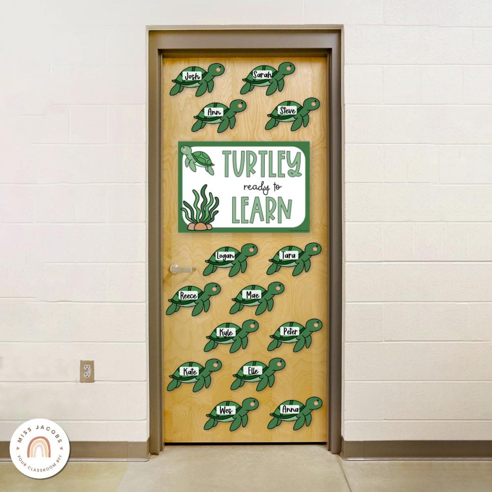 Turtle Display Classroom Turtle Door Display Set, Editable Welcome Door Signs + Student Name ...