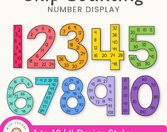 Skip Counting | Multiples Large Number Display | Rainbow | Rainbow Brights Decor