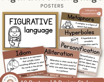 Figurative Language Posters | BOHO VIBES | Desert Neutral Decor | Editable