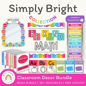 Simple Brights Classroom Decor Bundle | EDITABLE