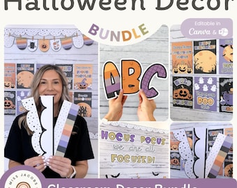 Kit para tablón de anuncios de Halloween / Decoración de aula y cartel para puerta de Halloween / Paquete
