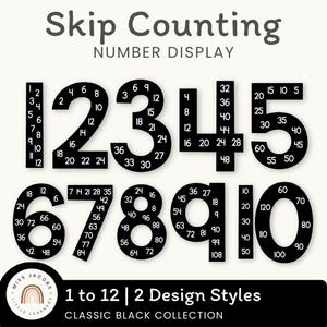 Skip Counting Large Number Display | Black Basics Classroom Decor