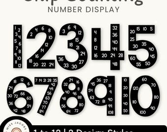 Skip Counting Large Number Display | Black Basics Classroom Decor
