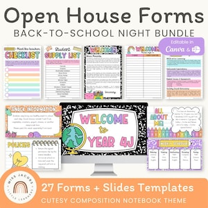 Cutesy Open House Forms Bundle, Editable Meet the Teacher Night Parent Packet, Printable Back to School Open House Sign In Teacher Templates