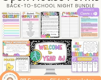 Cutesy Open House Forms Bundle, Editable Meet the Teacher Night Parent Packet, Printable Back to School Open House Sign In Teacher Templates