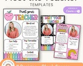 Meet The Teacher Templates Back To School Teacher Letter, Cutesy Editable Newsletter, Teacher Introduction Printable Template