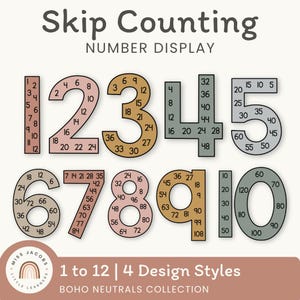 NEUTRAL Skip Counting Large Number Display | Neutral Classroom Decor