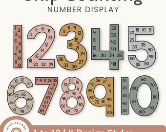NEUTRAL Skip Counting Large Number Display | Neutral Classroom Decor