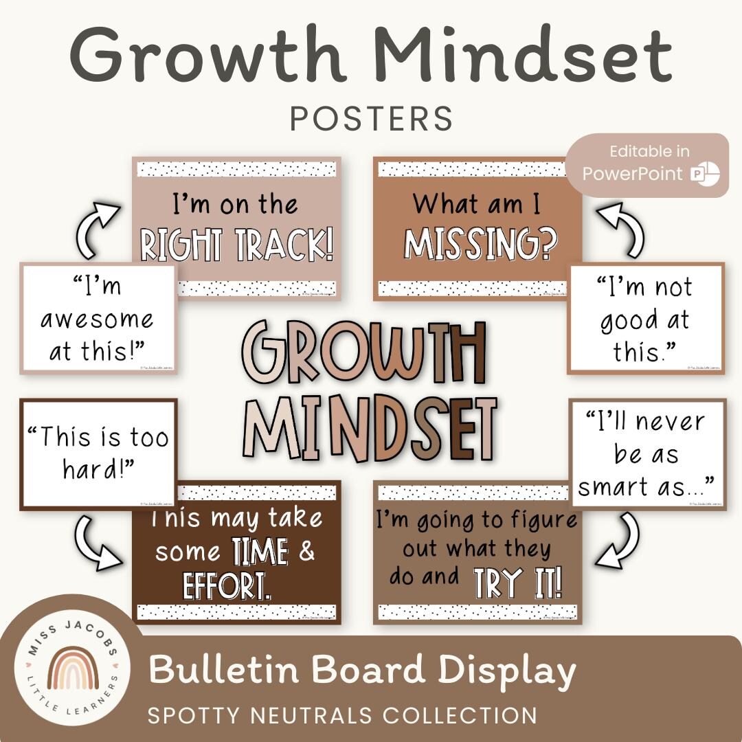 SPOTTY NEUTRALS Growth Mindset Posters | Ombre Neutral Classroom Decor ...