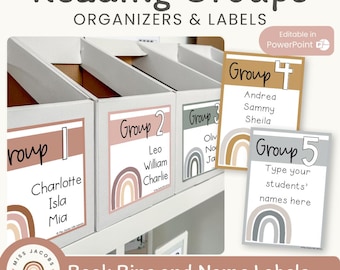Modern BOHO RAINBOW Reading Groups | Posters and Labels | Neutral Rainbow Classroom Decor
