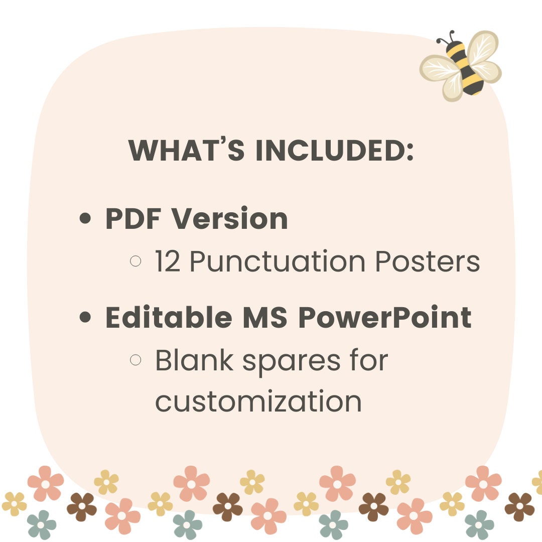 Punctuation Posters | Daisy Gingham Neutrals English Classroom Decor - Etsy