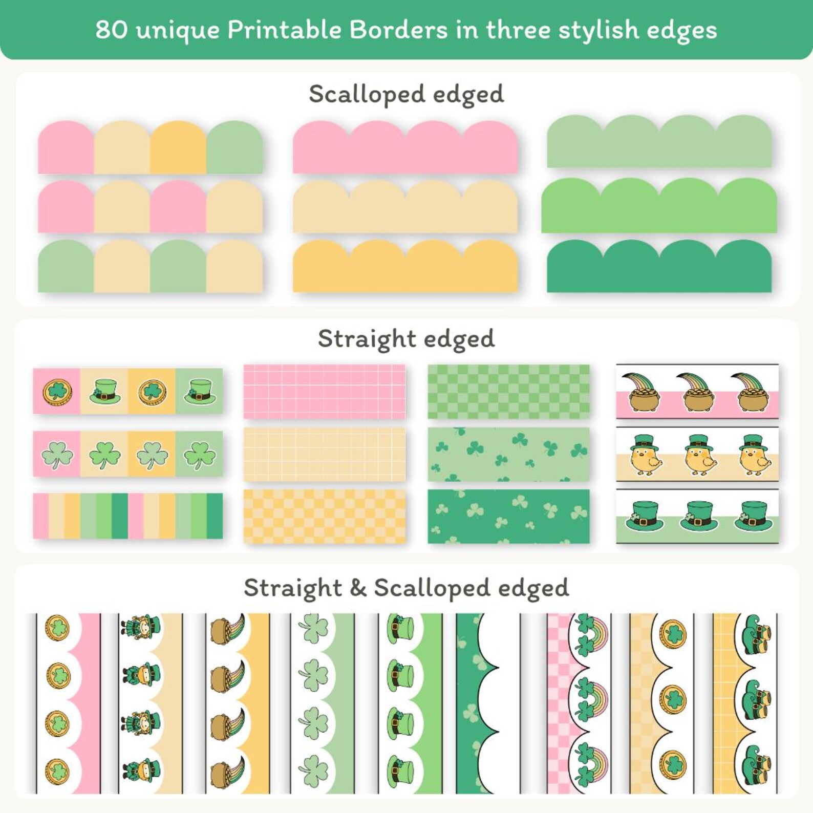 St. Patrick’s Day Bulletin Board Border: Lucky Clover March Theme ...