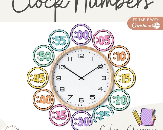 Classroom Clock Labels | Clock Activity | Rainbow Theme | Telling Time ...