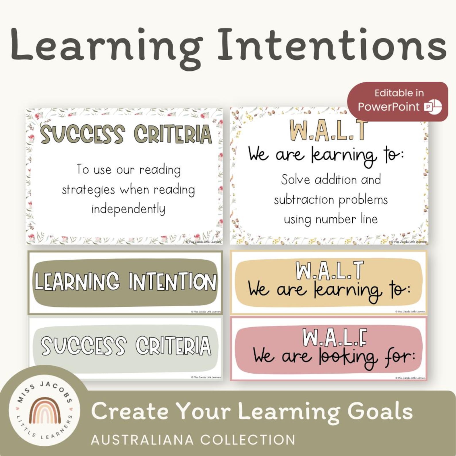 Learning Intentions & Success Criteria Posters | WALT and WALF ...