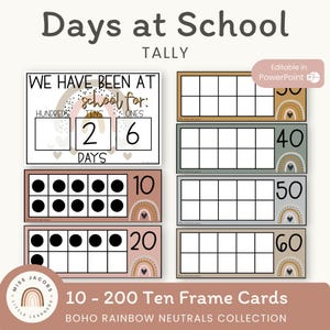 100 days of School Tally Boho Rainbow | Neutral Rainbow Theme - Miss Jacobs Little Learners
