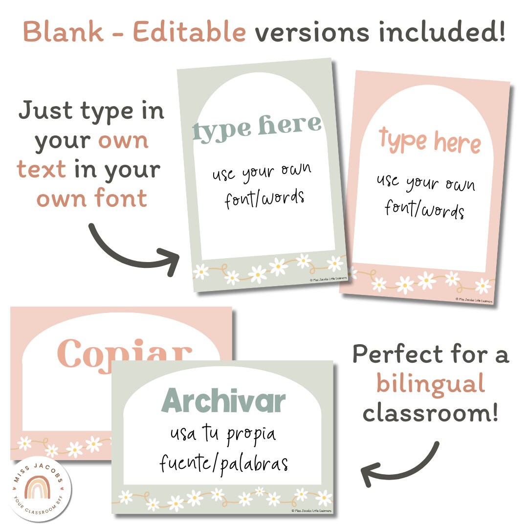 Editable Classroom Posters | Daisy Gingham Neutrals Classroom Decor - Etsy