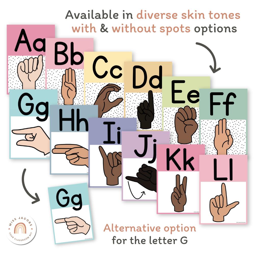 ASL (american Sign Language) Alphabet Posters | SPOTTY PASTELS - Etsy