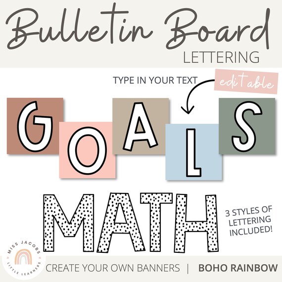BOHO & MESSY DOTS Bulletin Board Lettering Pack Editable Etsy