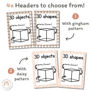 3D Shape Posters | Daisy Gingham Neutral Math Classroom Decor | 3D ...