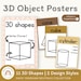 3D Shape Posters | Daisy Gingham Neutral Math Classroom Decor | 3D ...