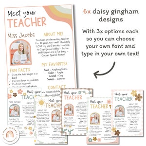 Meet the Teacher Templates | Daisy Gingham Neutrals Classroom Decor - Etsy