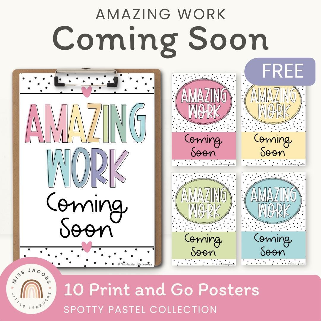 Amazing Work Coming Soon Poster | SPOTTY PASTELS - Etsy