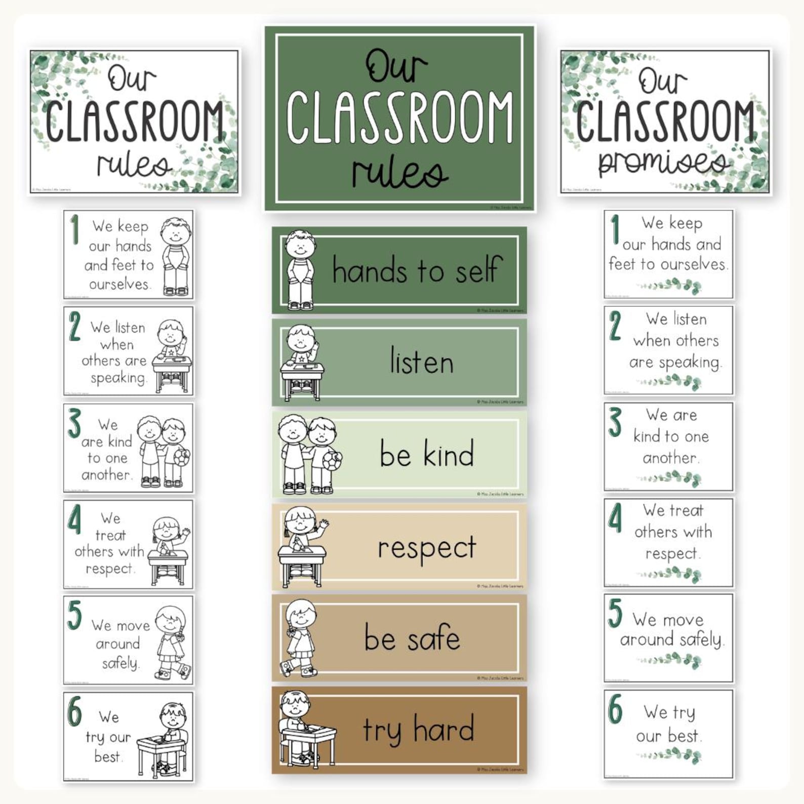 Classroom Rules & Expectations Posters With Visuals, Modern Botanical ...