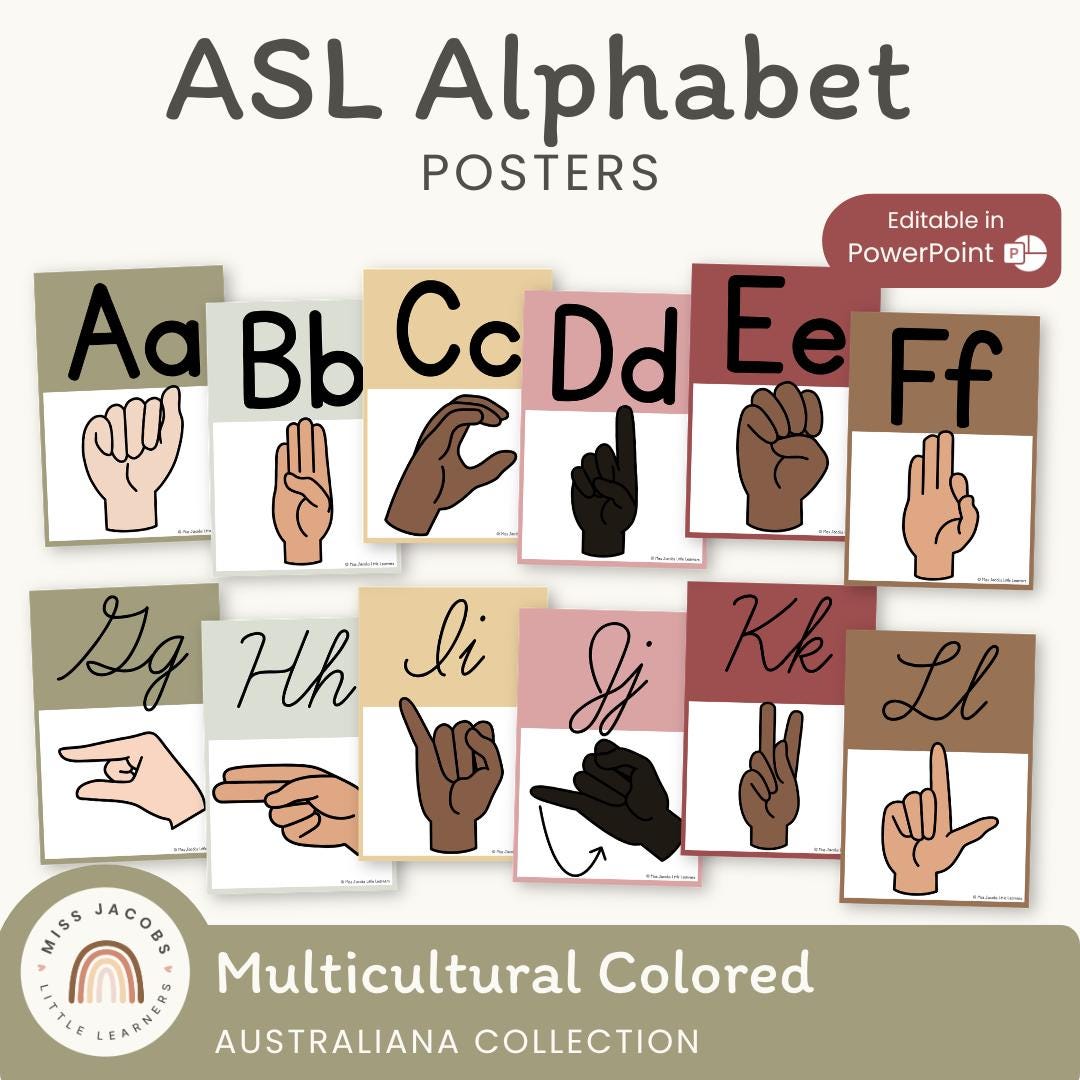 ASL Alphabet Poster, Printable American Sign Language Alphabet Posters ...