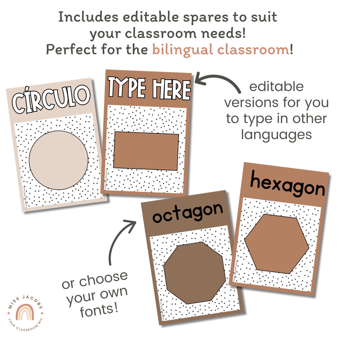 Shape Posters | Spotty Neutrals Calm Classroom Decor | Editable - Etsy