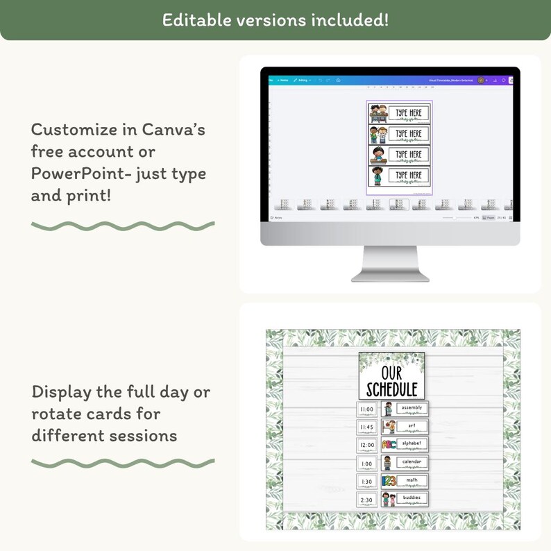 Visual Timetable Daily Schedule - Modern Botanical Classroom Decor - Miss Jacobs Little Learners