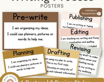 Writing Process Posters | Daisy Gingham Neutrals English Classroom Decor